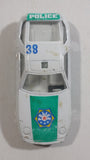 Vintage Porsche 928 Police #38 White Green Die Cast Toy Car Vehicle