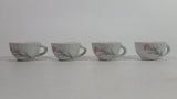 Set of 4 Small Tiny Miniature Children's Kids Tea Cups With Pink Floral Decor