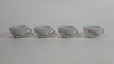 Set of 4 Small Tiny Miniature Children's Kids Tea Cups With Pink Floral Decor