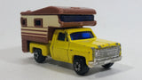 Vintage 1970s Chevy Stepside Pickup Camper Truck Yellow and Brown Die Cast Toy Car Vehicle - Hong Kong