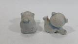 Set of 2 Cute Little White and blue Polar Bear Cubs Animal Figures
