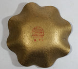 Vintage Seetusee Glassware by Mayfair Scalloped Edge Leather Backed Red Green Gold Art Glass Dish