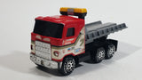 Vintage 1980 Buddy L Mack Semi Good Year #7 Flatbed Tow Truck Red and Grey Pressed Steel and Plastic Toy Car Wrecking Salvage Vehicle - Macau