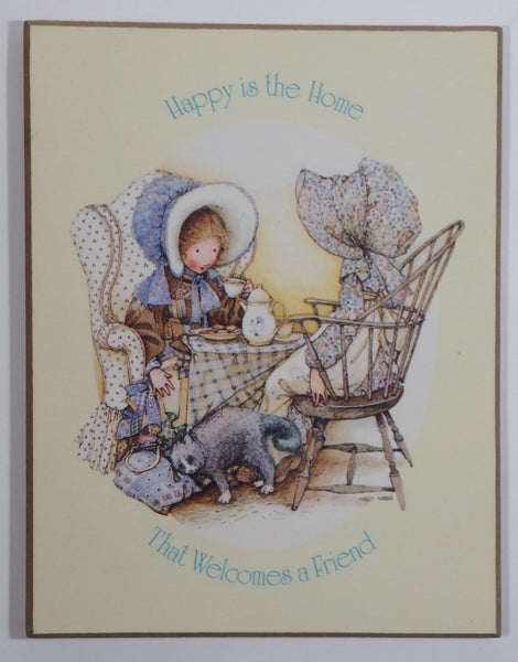 Vintage Holly Hobbie "Happy is the Home That Welcomes a Friend" 5 7/8" x 7 1/2" Wall Plaque or Shelf Plaque