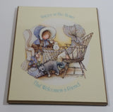 Vintage Holly Hobbie "Happy is the Home That Welcomes a Friend" 5 7/8" x 7 1/2" Wall Plaque or Shelf Plaque