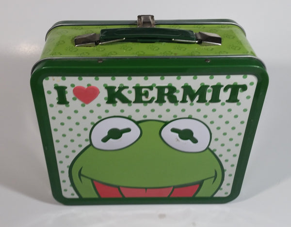 The Muppets I Heart Love Kermit The Frog Green and White Tin Metal Lunch Box