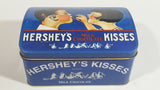1999 Vintage Style Hershey's Kisses Milk Chocolate Snacks "A Kiss For You" Boy and Girl Blue Metal Tin Hinged Container