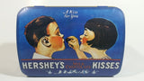 1999 Vintage Style Hershey's Kisses Milk Chocolate Snacks "A Kiss For You" Boy and Girl Blue Metal Tin Hinged Container
