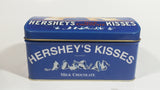 1999 Vintage Style Hershey's Kisses Milk Chocolate Snacks "A Kiss For You" Boy and Girl Blue Metal Tin Hinged Container