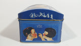 1999 Vintage Style Hershey's Kisses Milk Chocolate Snacks "A Kiss For You" Boy and Girl Blue Metal Tin Hinged Container