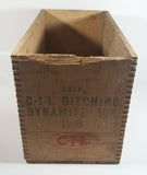 Vintage Canadian Industries Limited C-I-L Ditching Dynamite 50% High Explosives Dovetail Wood Crate Box Blasting Collectible - Montreal, Quebec
