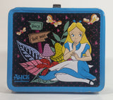 Disney Alice In Wonderland "Back" "That Way" Blue and Black Tin Metal Lunch Box