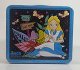 Disney Alice In Wonderland "Back" "That Way" Blue and Black Tin Metal Lunch Box