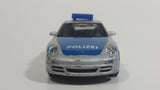 Welly Porsche 911 (997) Carrera S Police Cop Polizei 1/36 Scale Silver Grey Die Cast Motorized Friction Pullback Toy Car Vehicle with Opening Doors