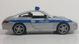 Welly Porsche 911 (997) Carrera S Police Cop Polizei 1/36 Scale Silver Grey Die Cast Motorized Friction Pullback Toy Car Vehicle with Opening Doors