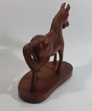 Hand Carved Wood 7" Tall Wooden Horse Carving Statue On a Base