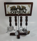 Vintage Bar Open Mirror Nostalgia Bar Tools Drink Mixing 13 3/4" Tall 5 Piece Set Man Cave Collectible
