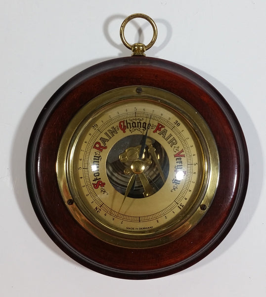 Vintage 4" Diameter Wooden Cased Weather Barometer Made in Germany