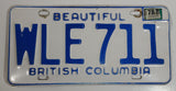 1978 Beautiful British Columbia White with Blue Letters Vehicle License Plate WLE 711