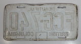 1972 Beautiful British Columbia White with Blue Letters Vehicle License Plate FCG 740