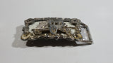 Vintage Western Themed Horseshoes and Stage Coach Wagon Enamel and Metal Belt Buckle