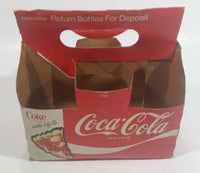 Rare Vintage 1976 Coca Cola Coke Soda Pop "Adds Life To..." Pizza Ham Paper Cardboard 6 Pack Glass Bottle Carrying Case Beverage Collectible