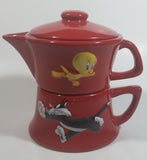 Tindex Warner Bros. Looney Tunes Characters Sylvester The Cat and Tweety Bird Themed Cartoon Stacking Teapot and Cup Mug Ceramic Coffee Mug Television Collectible