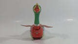 Vintage Style Tin Litho Wind up Mechanical Rolling Duck with Moving Head and Flapping Wings - Needs Repair - No Key
