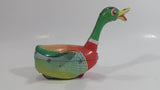 Vintage Style Tin Litho Wind up Mechanical Rolling Duck with Moving Head and Flapping Wings - Needs Repair - No Key