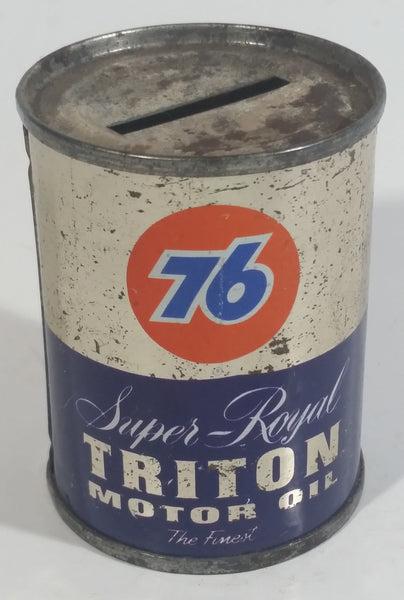 Rare Vintage Unocal 76 Super Royal Triton Motor Oil "The Finest" 4 oz Tin Metal Coin Bank