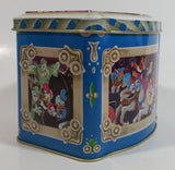 1985 Walt Disney Mickey and Minnie Mouse Snow White Characters Blue Hinged Tin Metal Container