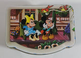 1985 Walt Disney Mickey and Minnie Mouse Snow White Characters Blue Hinged Tin Metal Container