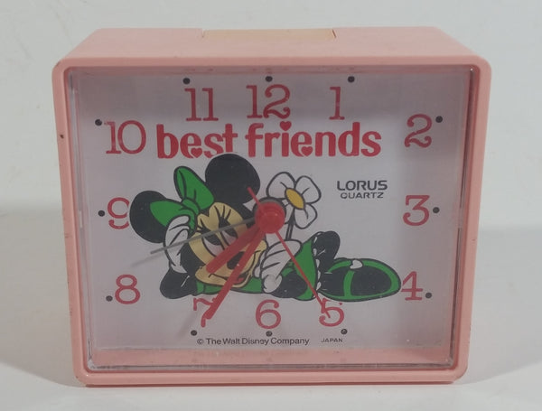 Vintage The Walt Disney Company Minnie Mouse Cartoon Character Lorus Quartz Pink Alarm Clock Made in Japan
