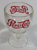 Vintage Pepsi-Cola Soda Pop 6" Tall Heavy Glass Large Goblet Style Stemmed Cup With Red Lettering