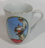 Vintage Norman Rockwell Coca Cola Coke Collection Boy Fishing With Dog Gold Trimmed Porcelain Coffee Cup