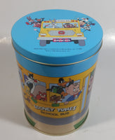 1990 Warner Bros Looney Tunes School Bus Brach's Jelly Beans Tin Canister Cartoon Collectible