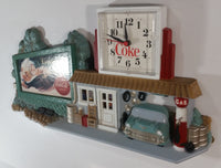 1990 Drink Coca-Cola In Bottles Coke Soda Pop Sprite Boy 50's Style Service Garage Gas Station Collector's Clock 14" x 18 1/2" Soft Drink Beverage Collectible