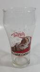 Enjoy Coca-Cola Santa Claus Holding a Bottle with Snowflakes and Holly Border Christmas Holiday Themed 6" Tall Glass Cup