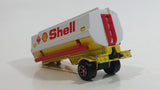 Vintage Majorette Shell Oil Fuel Tanker Trailer Yellow , Red White Die Cast Toy Car Vehicle