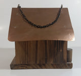 Folk Art Bait Shop Building Wooden Model with Copper Metal Roof Fishing Sportsmen Outdoors Cabin Rustic Collectible