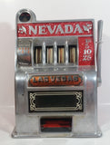 Vintage Nevada Las Vegas "Entertainment Capital of the World" 11" Tall Metal Coin Bank 4 Wheel