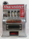 Vintage Nevada Las Vegas "Entertainment Capital of the World" 11" Tall Metal Coin Bank 4 Wheel