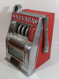 Vintage Nevada Las Vegas "Entertainment Capital of the World" 11" Tall Metal Coin Bank 4 Wheel
