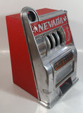 Vintage Nevada Las Vegas "Entertainment Capital of the World" 11" Tall Metal Coin Bank 4 Wheel