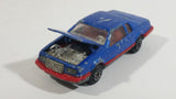 Vintage Majorette Ford Thunderbird Blue 1/63 Scale Die Cast Toy Car Vehicle with Opening Hood