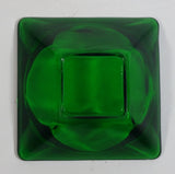 Vintage Square Shaped Dark Green Glass Ash Tray Smoking Collectible
