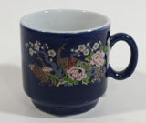 Tai'pan Fine Porcelain Miniature Mini Small 2 inch Tall Dark Blue Peacock Bird Themed Tea Cup