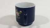 Tai'pan Fine Porcelain Miniature Mini Small 2 inch Tall Dark Blue Peacock Bird Themed Tea Cup