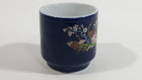 Tai'pan Fine Porcelain Miniature Mini Small 2 inch Tall Dark Blue Peacock Bird Themed Tea Cup