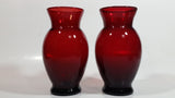 Set of 2 Vintage 1950s Anchor Hocking Ruby Red Glass Flower Vase 6 1/4 inch Tall